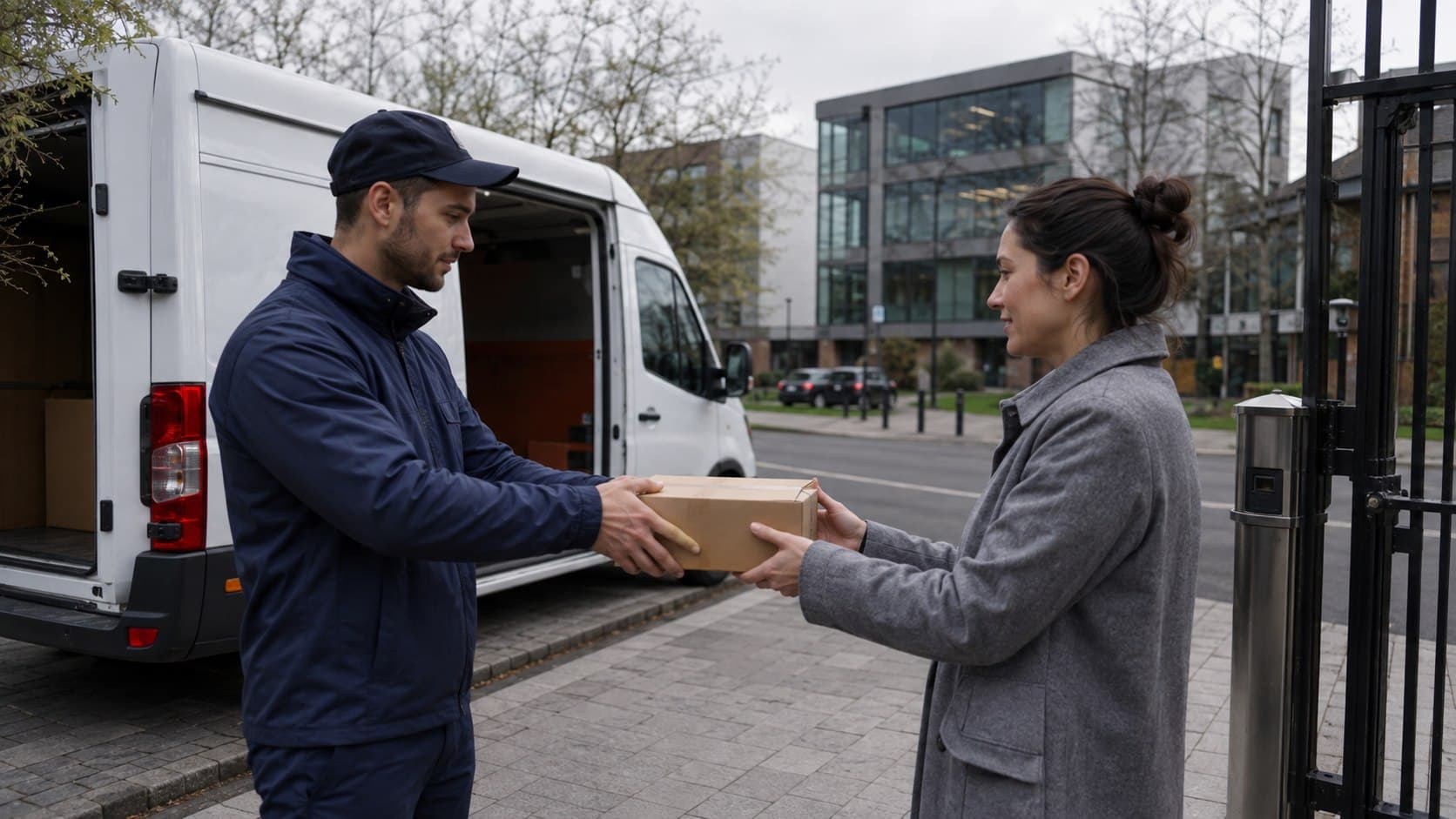 Unbranded courier vehicle prepared for a direct delivery from Ardleigh Green after collection from a campus office, retailer, professional practice or house.