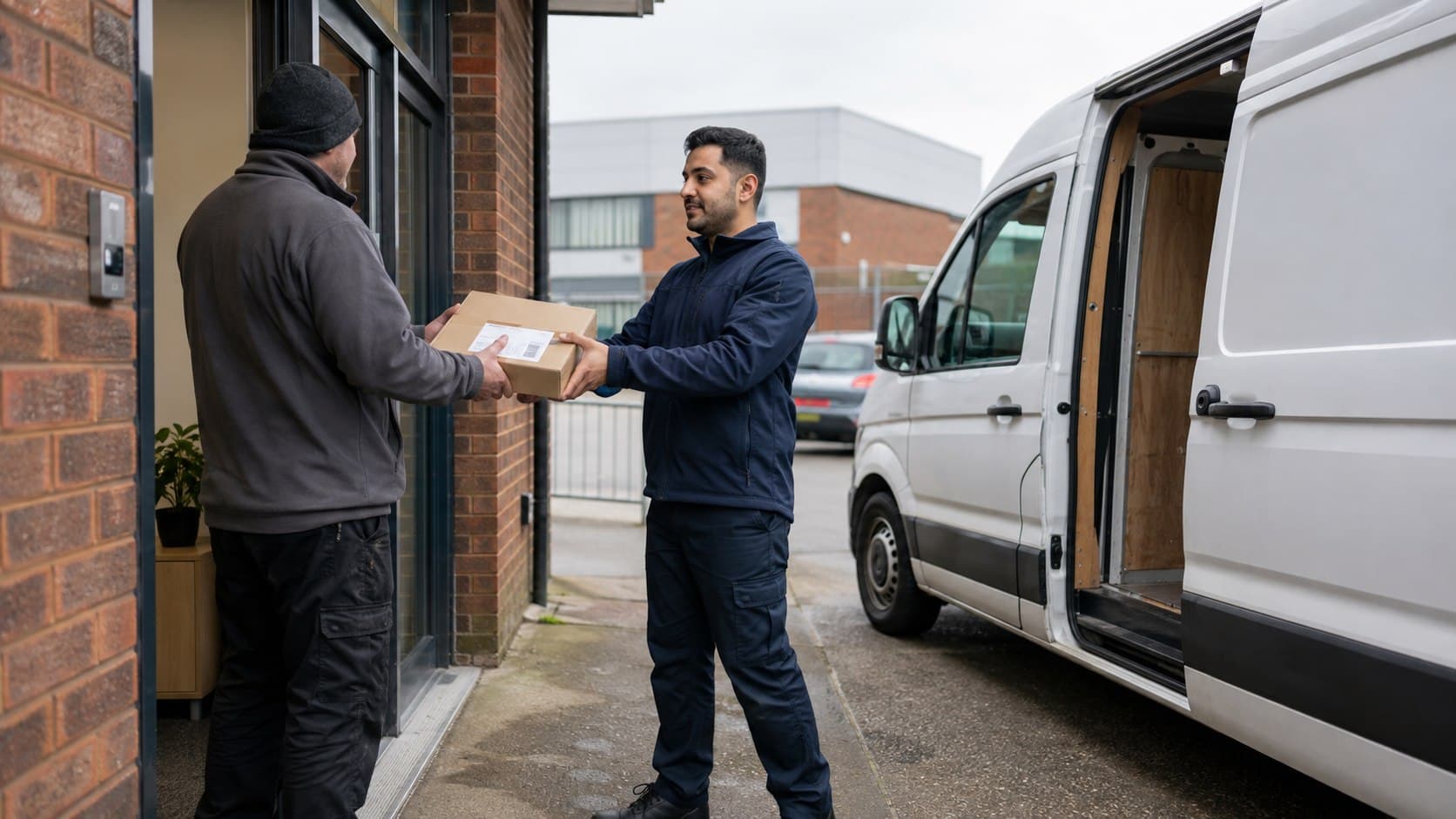 Unbranded courier vehicle prepared for a direct delivery from Chadwell Heath after collection from a retail unit, warehouse, repair business or residential property.