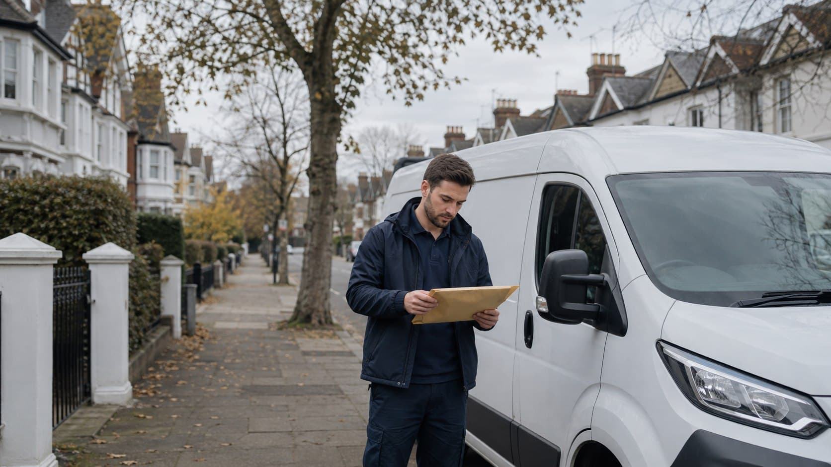 Unbranded courier vehicle prepared for a direct delivery from Emerson Park after collection from a home office, clinic, consultant or nearby small company.