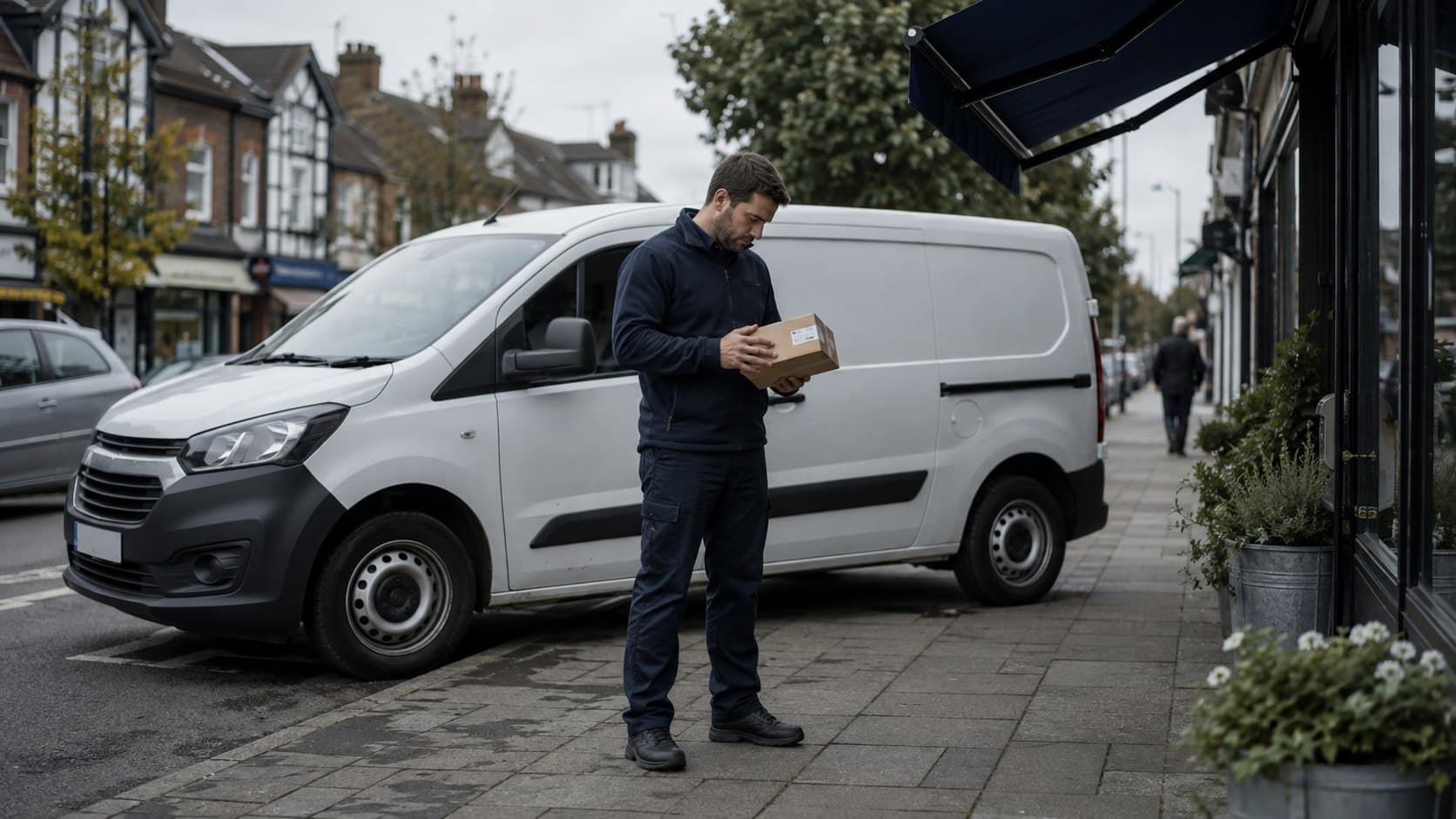 Unbranded courier vehicle prepared for a direct delivery from Gidea Park after collection from a clinic, office, shop or residential address.