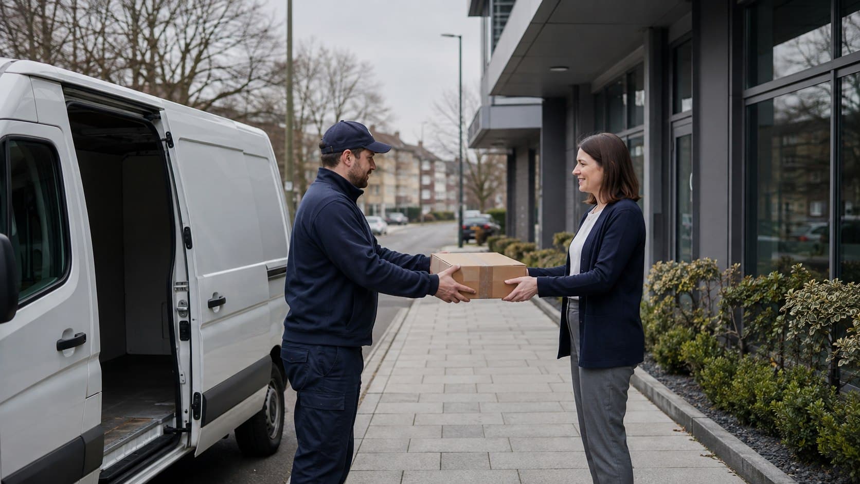Unbranded courier vehicle prepared for a direct delivery from Harold Wood after collection from a workshop, healthcare site, office or home.