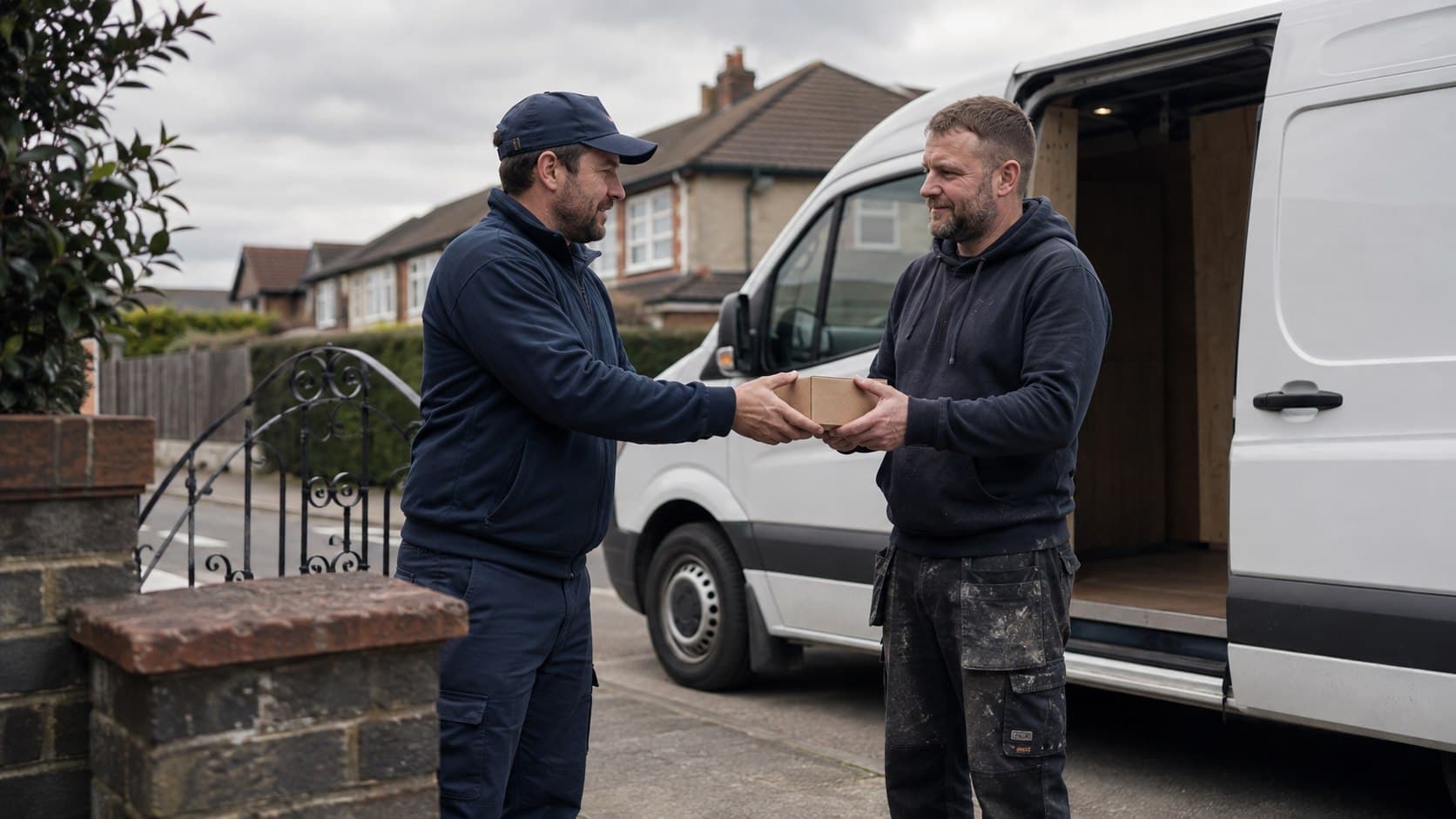 Unbranded courier vehicle prepared for a direct delivery from South Hornchurch after collection from a contractor, school, neighbourhood business or home.